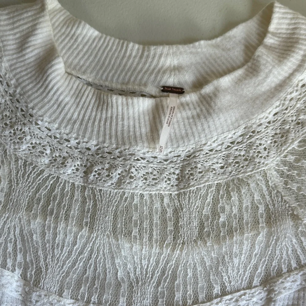 Free People White Lace Detail Top